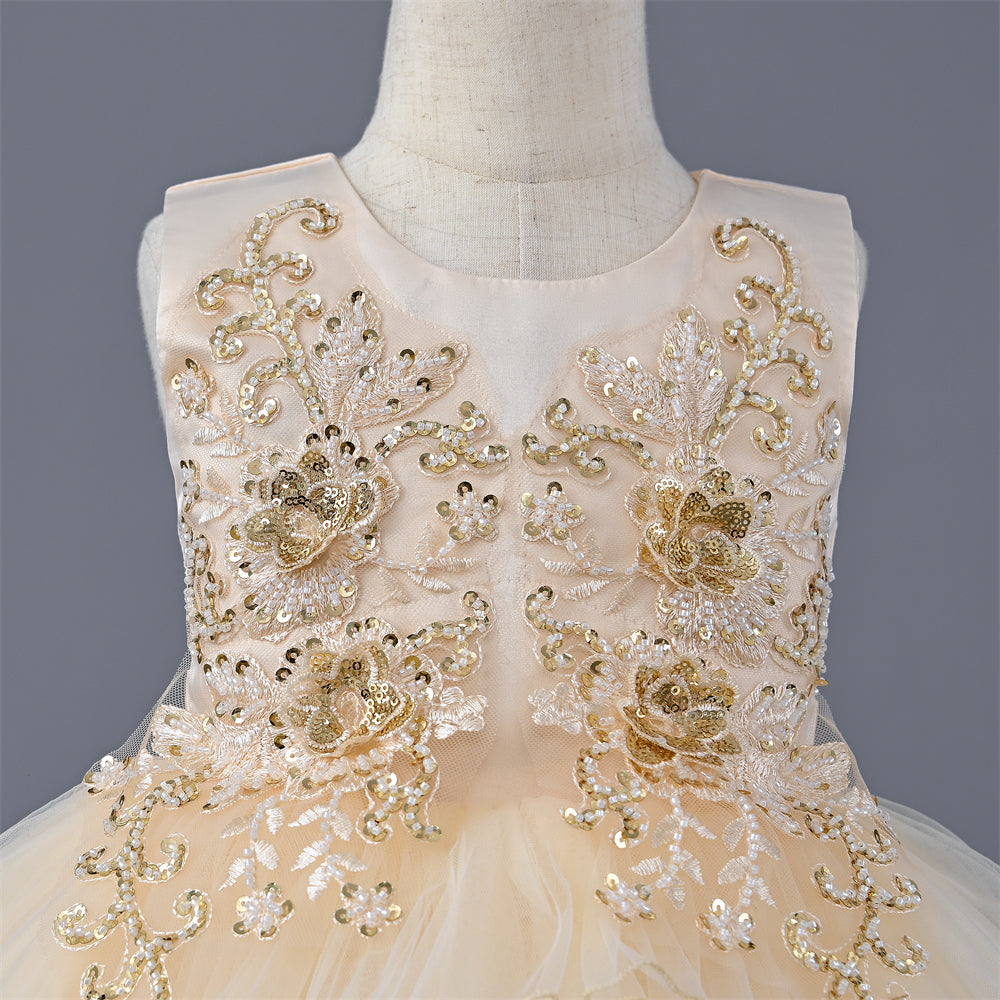 CC-903 3 to 9Years Old  Girl Gorgeous Princess Party Dress for Kids Birthday