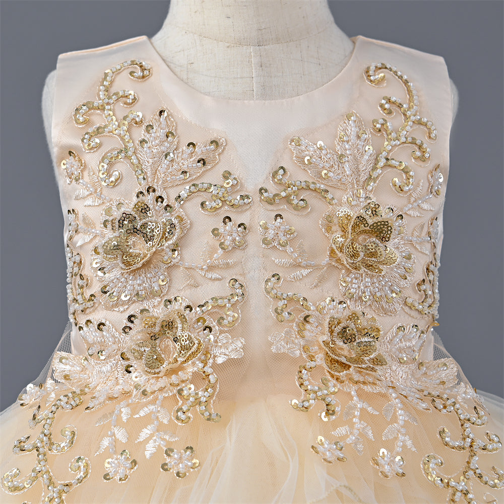 CC-903 3 to 9Years Old  Girl Gorgeous Princess Party Dress for Kids Birthday