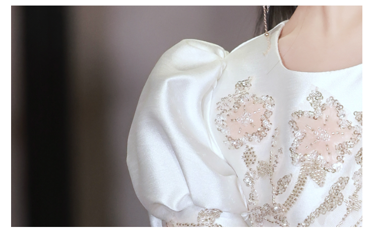 OT009 Children's Ivory White Flower Girl Wedding Hand Work sparkling Fluffy Dress For Performance