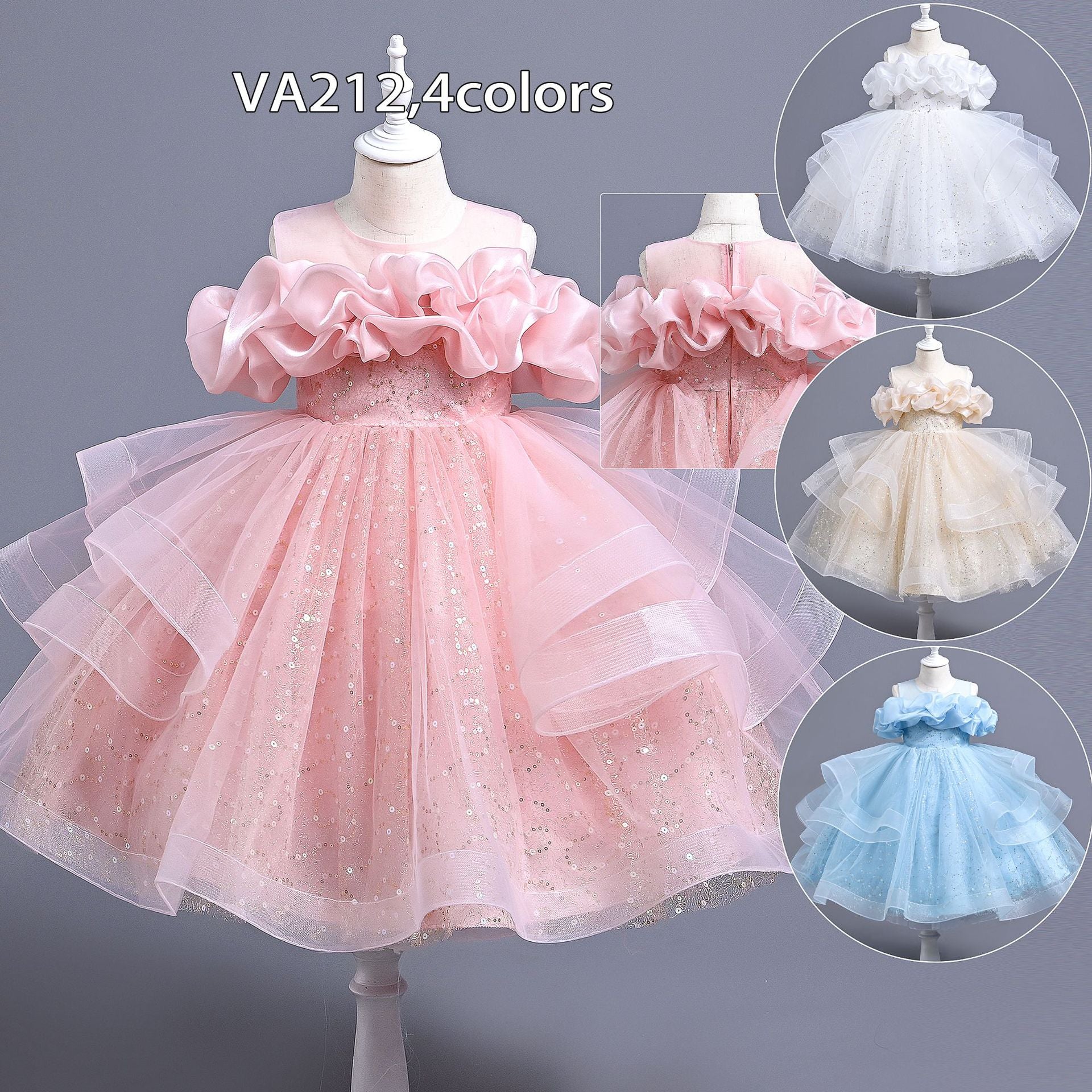 VA212 1-5 new arrival Handmade Custom High-End Sequined Children's Wedding Dress Girl Birthday Party Dress