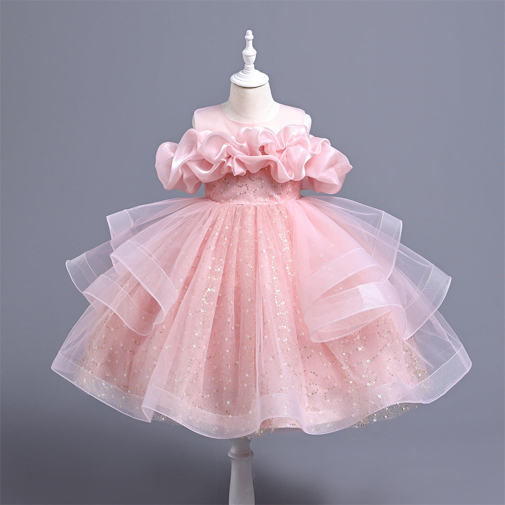 VA212 1-5 new arrival Handmade Custom High-End Sequined Children's Wedding Dress Girl Birthday Party Dress