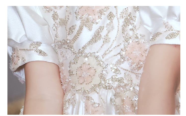 OT009 Children's Ivory White Flower Girl Wedding Hand Work sparkling Fluffy Dress For Performance