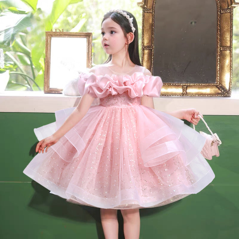 VA212 1-5 new arrival Handmade Custom High-End Sequined Children's Wedding Dress Girl Birthday Party Dress