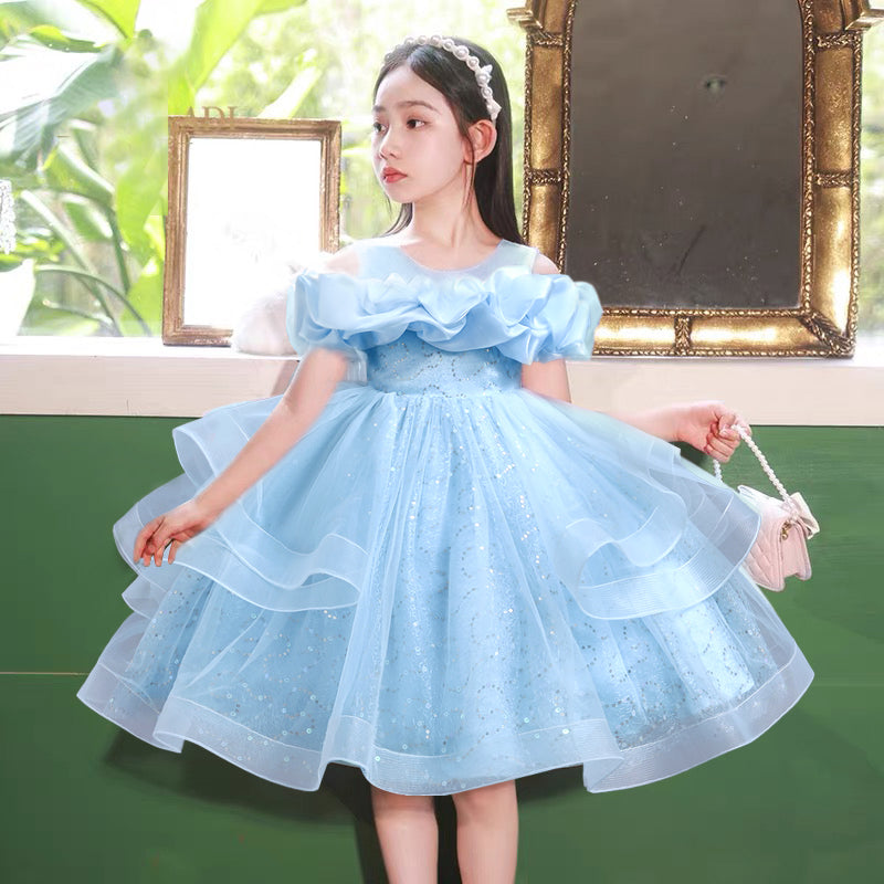 VA212 1-5 new arrival Handmade Custom High-End Sequined Children's Wedding Dress Girl Birthday Party Dress