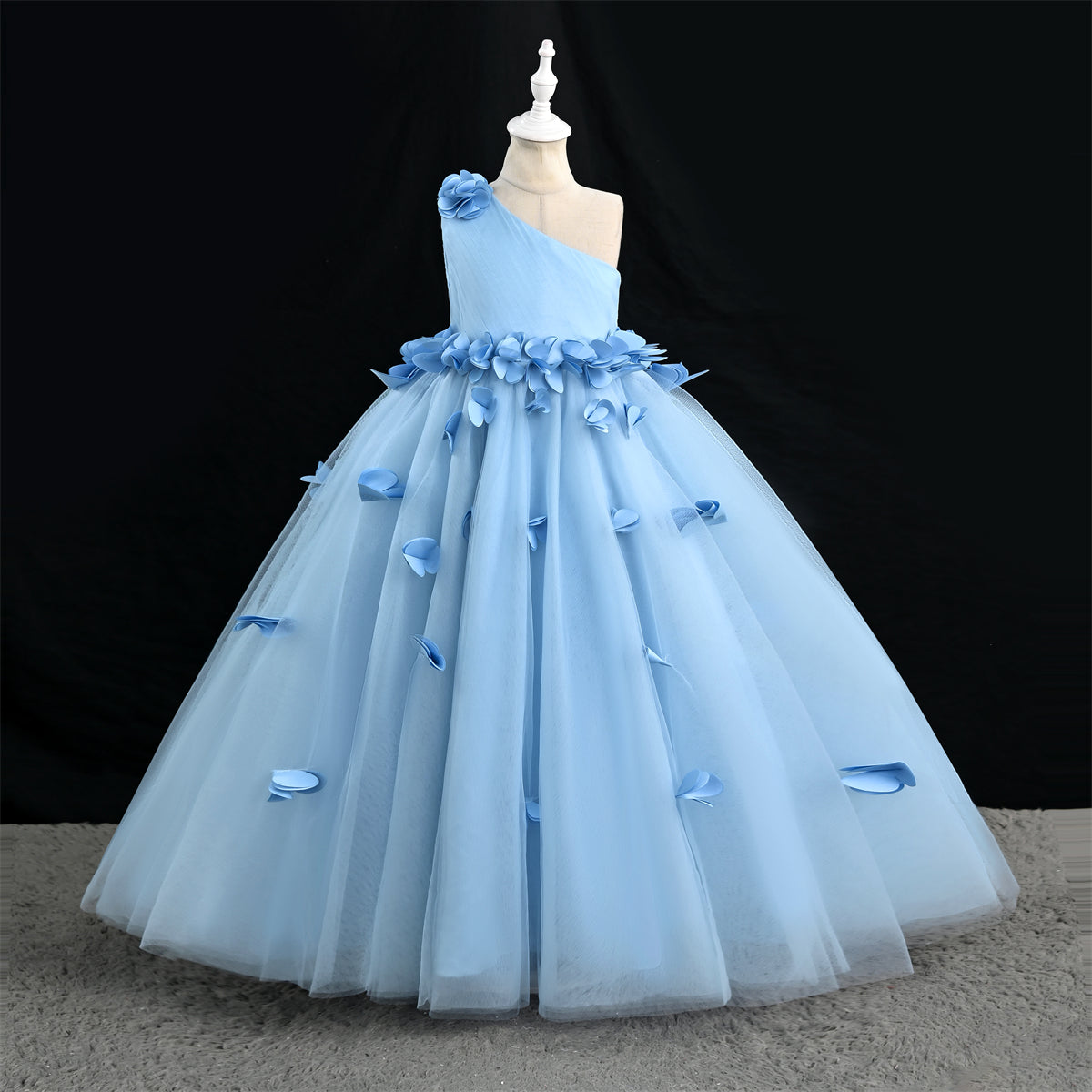 SWT005 One-Shoulder Princess Dress for Girls | Flower Girl, Wedding, B Outong SWT005 One-Shoulder Princess Dress for Girls | Flower Girl, Wedding, B Outong