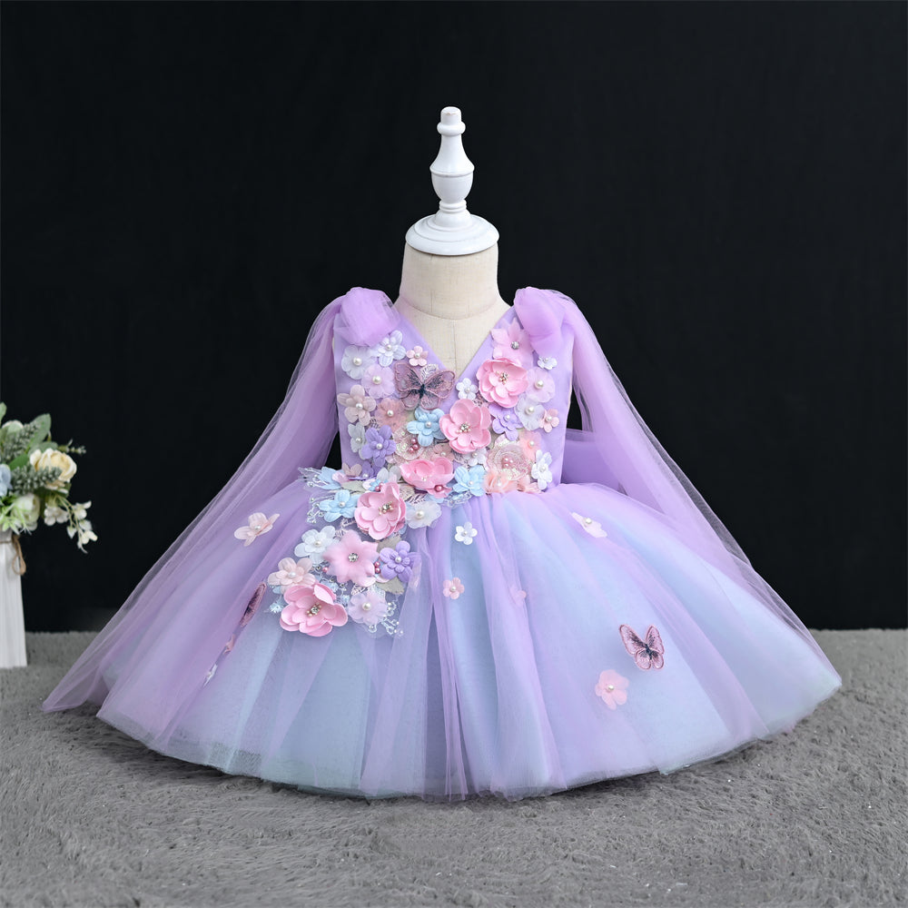 WS019 Blue Tutu Dress with Sparkly Bow,Soft Tulle Layers, Princess Par –  Outong