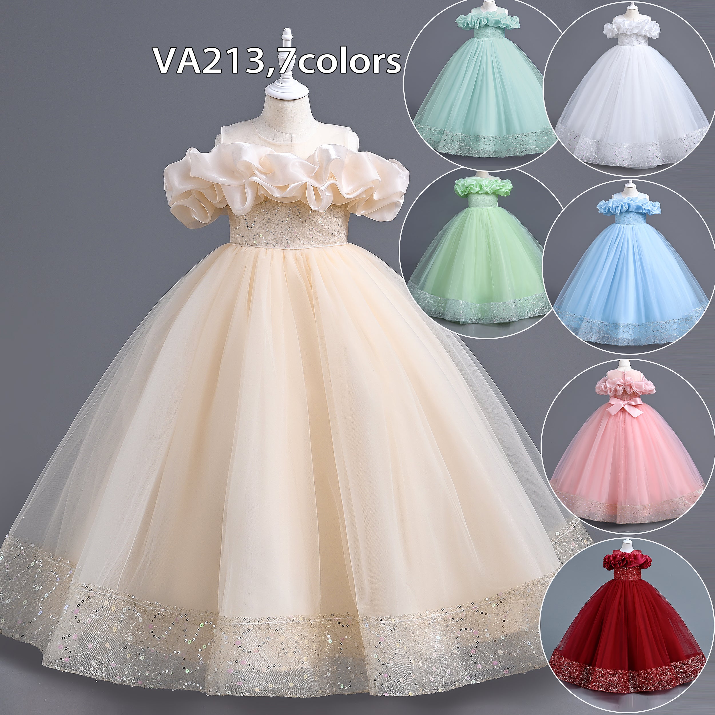 VA213 Pleated Party Dresses For Girls Pageant Luxury Formal Children E   Outong