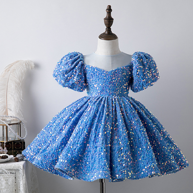 T11-9 Gorgeous High Quality Girl Princess Party Birthday Dress Shinny –  Outong