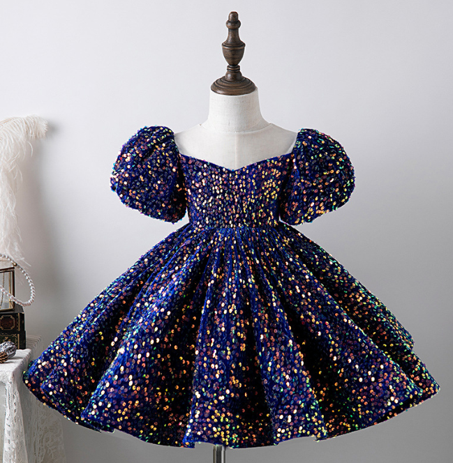 T11-9 Gorgeous High Quality Girl Princess Party Birthday Dress Shinny –  Outong