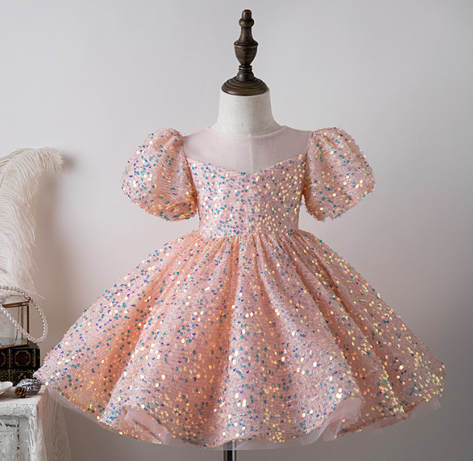 blue dress for baby girl It's My Birthday Hot Pink Flare Sequin Dress